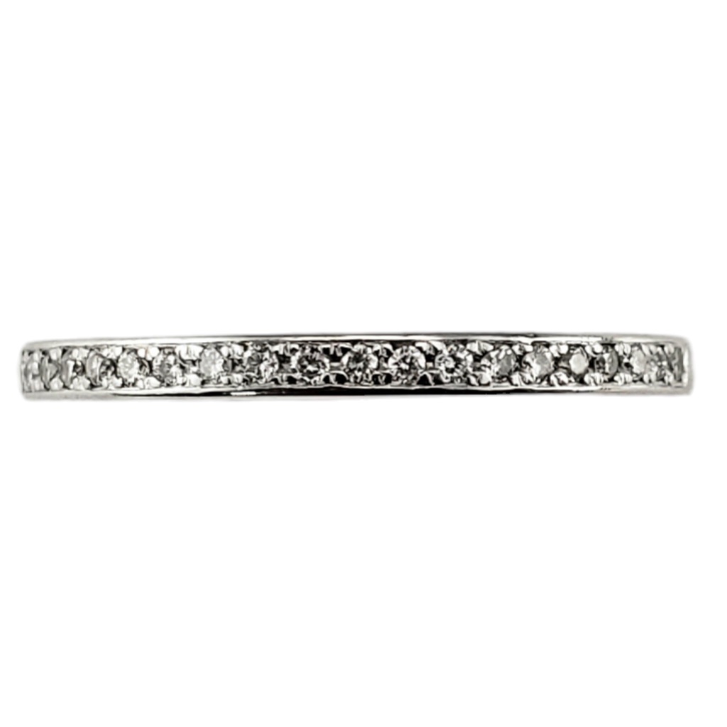 14 Karat White Gold Diamond Wedding Band Ring Size 7 #18362
